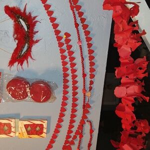 Valentine's Decor: Over 200 Ft of Streamers, Garlands, tea Candles, Mask